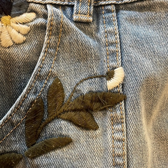 Free People embroidered button front denim mini skirt - Picture 7 of 7